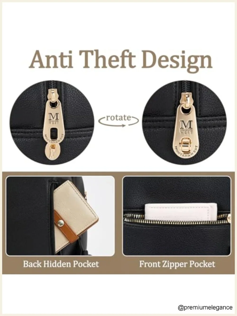 Mini Backpack Purse Anti Theft Faux Leather Travel Backpack  display picture 1